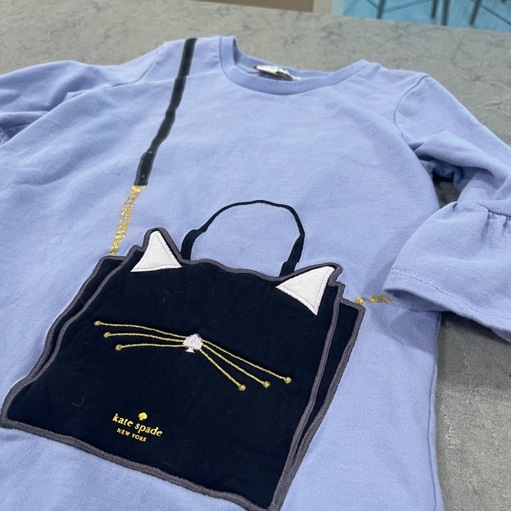Kid’s Kate Spade size 10 blue dress with cat purse embellishment